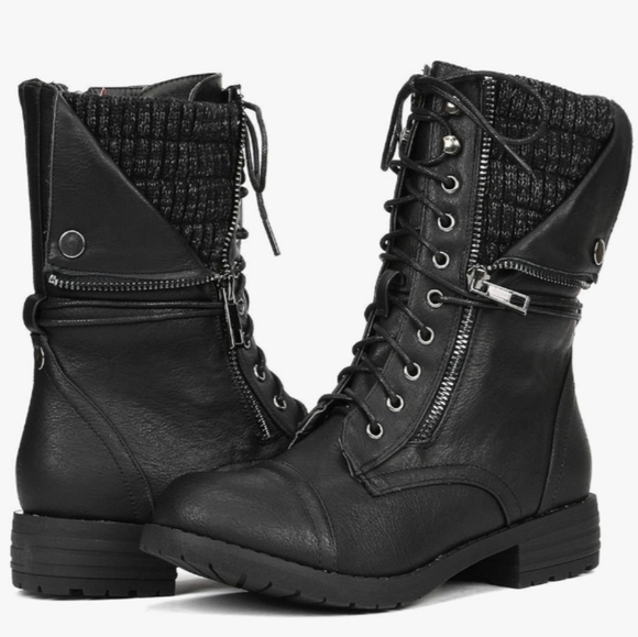 Dream Pairs Shoes - BRAND NEW NWT Black Lace Up Ankle Combat Boots 11